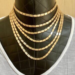 Vintage Napier Multi Strand Brushed Matte Gold Tone Necklace